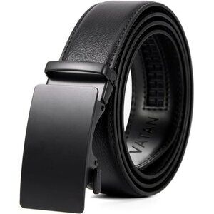 Mens Leather Ratchet Belt Adjustable Slide Buckle Dress Casual Work Jeans